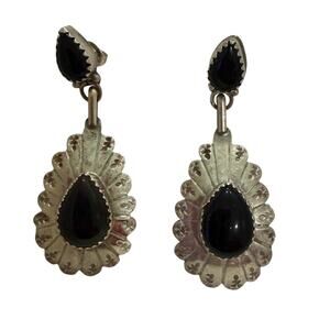 Silpada Sterling Silver Pendant Studs with Onyx Stones Navajo Earrings​